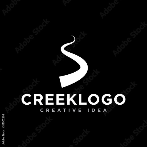 Road and Creek Logo Design Illustration