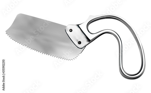 Plaster saw Bergman. Manual surgical cutting tool. Stainless steel metal saw. Vector illustration.