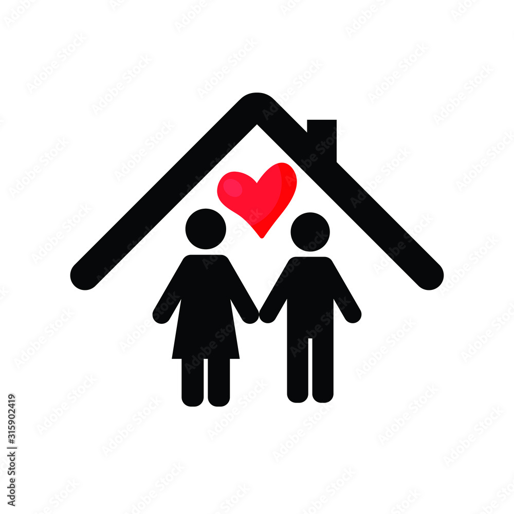 Family Icon. symbol family inside the house Family Icon. symbol family inside the house