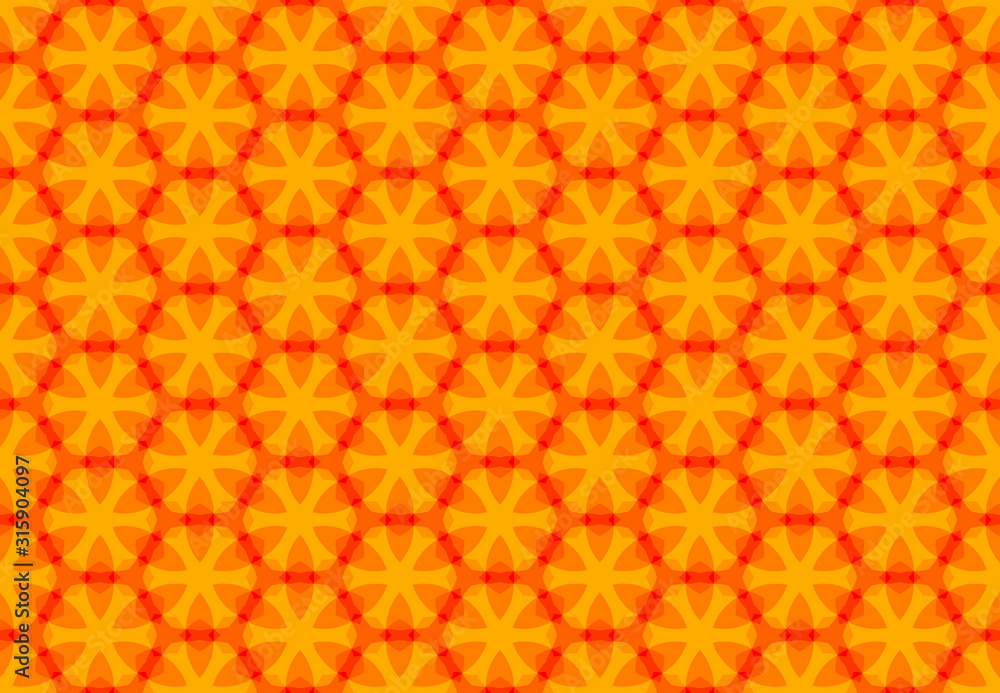 Seamless geometric pattern design illustration. Background texture. In yellow, orange, red colors.