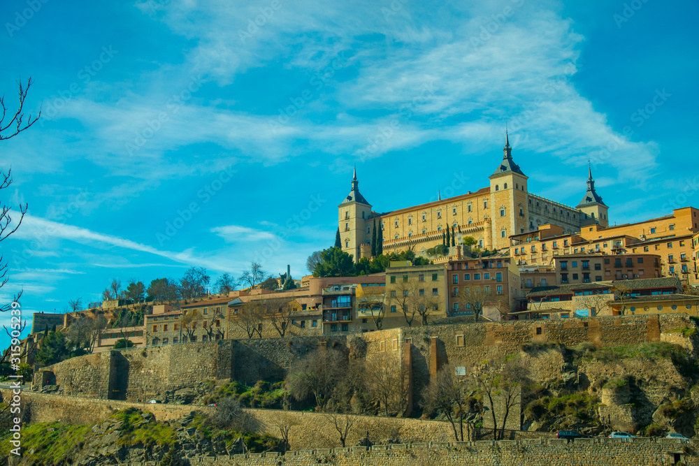 TOLEDO, SPAIN - February 4, 2019: Toledo is an ancient city located nearby Madrid, Spain. Spain is an European country which has many touristic places..