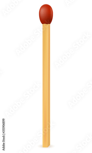 wooden match with red sulfur vector illustration