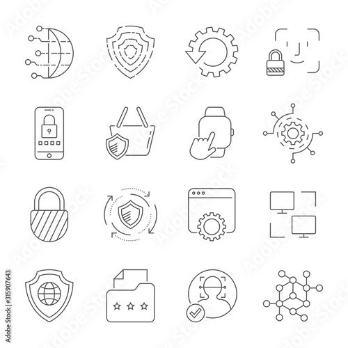 Digital technology. Editable Stroke. EPS 10