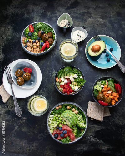 Healthy vegetarian dinner table setting