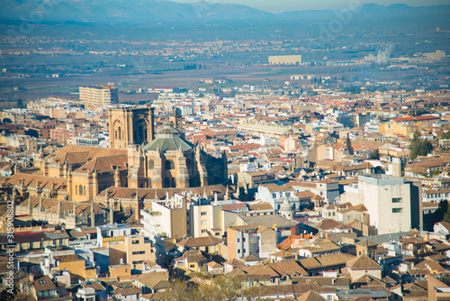 GRANADA, SPAIN - February 5, 2019: La Alhambra is UNESCO World Heritage site in Granada, Spain. Spain is an European country which has many touristic places..