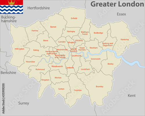 Map of Greater London  UK