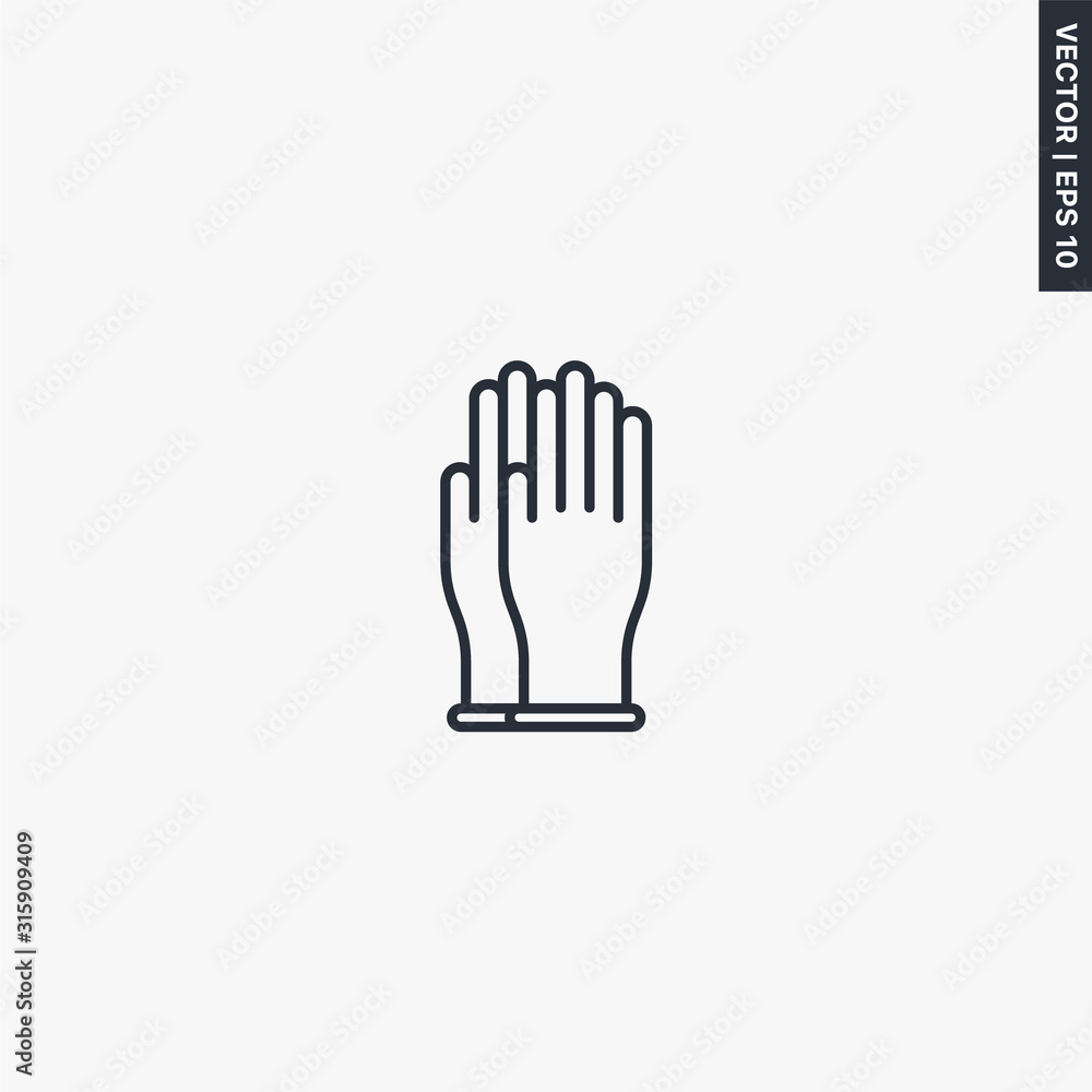 Gloves icon, linear style sign for mobile concept and web design Gloves icon, linear style sign for mobile concept and web design