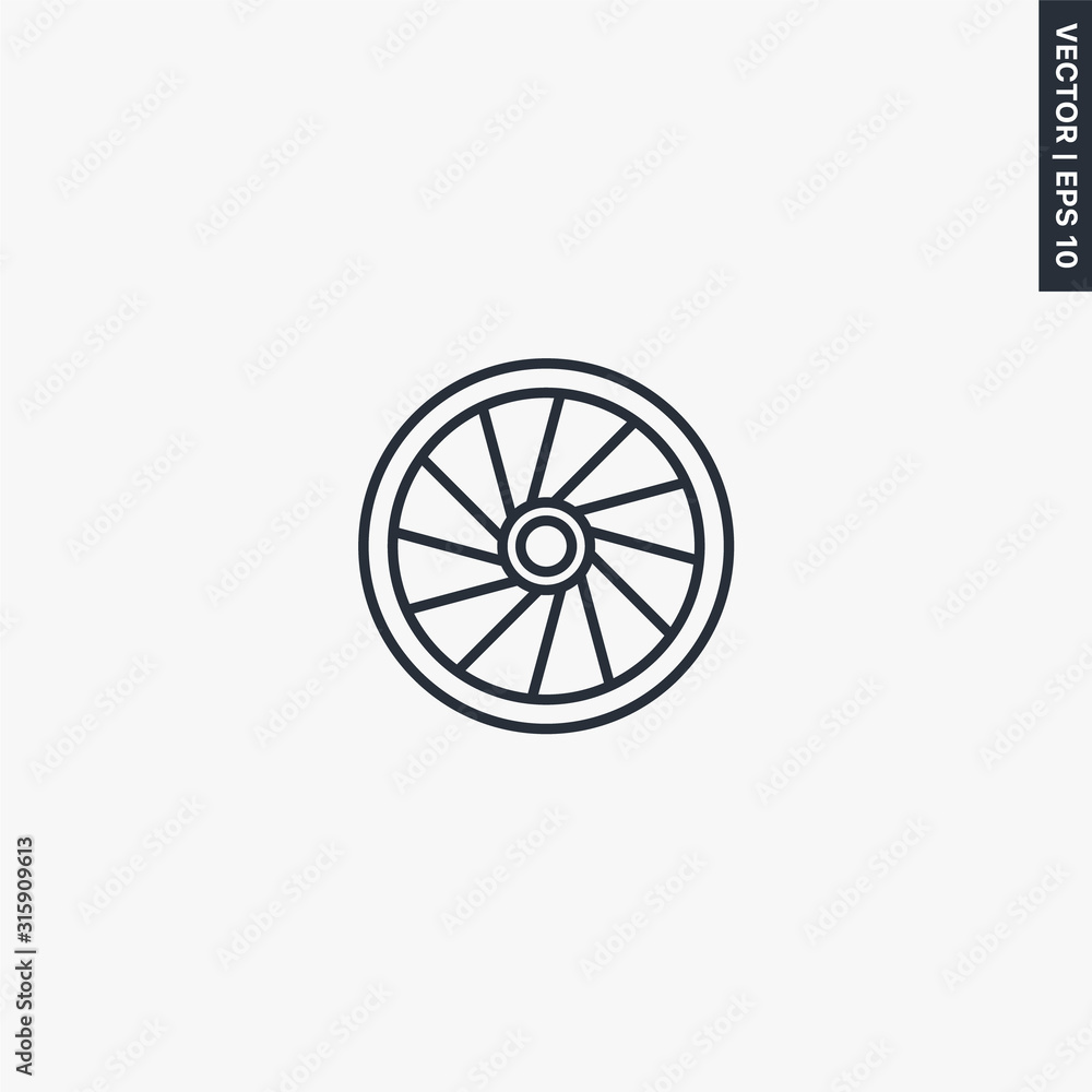 Jet engine turbine icon, linear style sign for mobile concept and web design