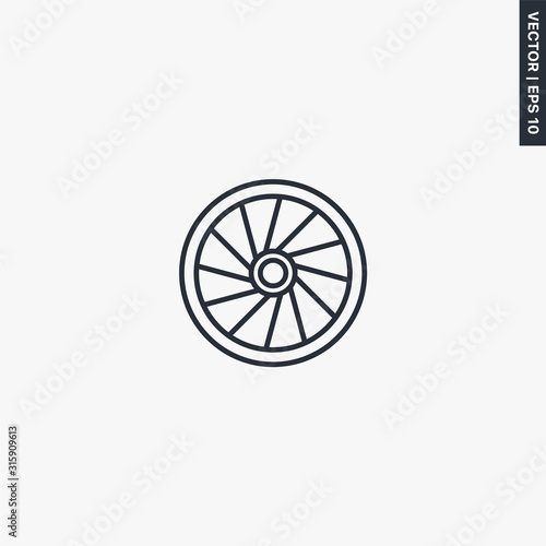 Jet engine turbine icon, linear style sign for mobile concept and web design