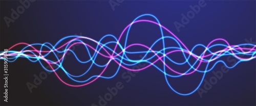 Abstract motion sound wave background. Beautiful neon waveform
