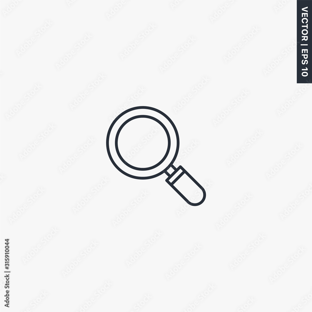 Magnifier icon, linear style sign for mobile concept and web design - obrazy, fototapety, plakaty 