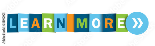LEARN MORE colorful vector typographic web button with arrows