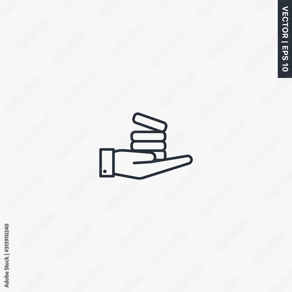Money receive icon, linear style sign for mobile concept and web design Money receive icon, linear style sign for mobile concept and web design