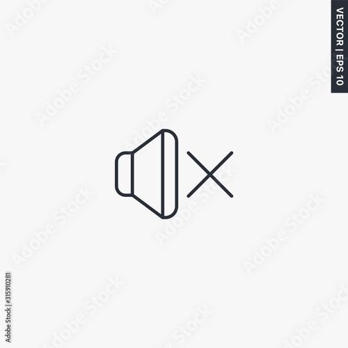 No sound icon, linear style sign for mobile concept and web design