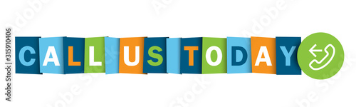 CALL US TODAY colorful vector typographic web button with phone symbol