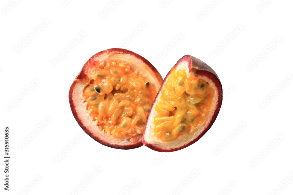 Passion fruit isolated on a white background.