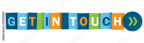 GET IN TOUCH colorful vector typographic web button