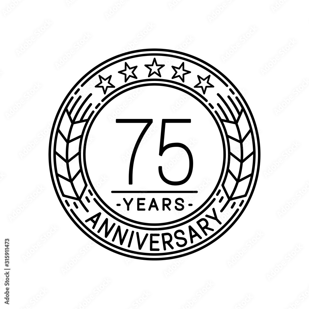 75 years anniversary logo template. 75th line art vector and illustration. 75 years anniversary logo template. 75th line art vector and illustration.