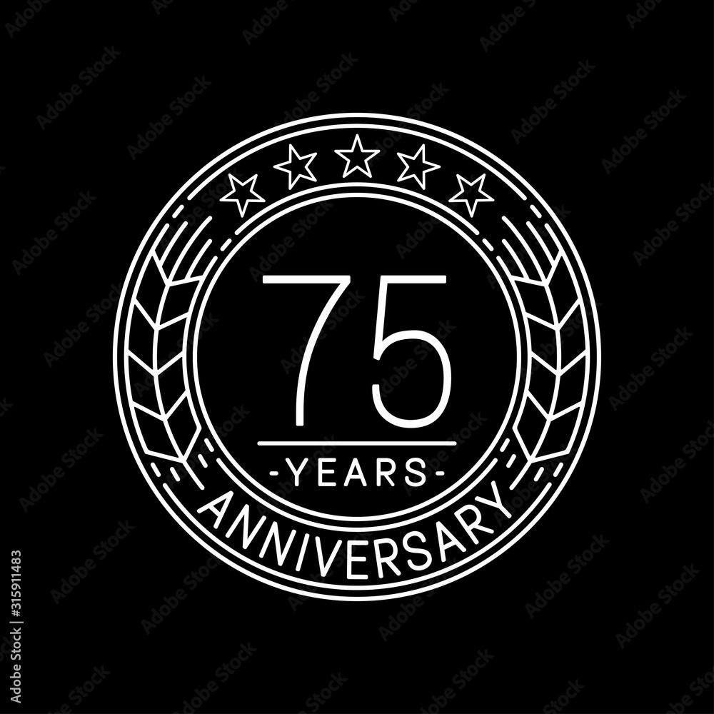 75 years anniversary logo template. 75th line art vector and ...
