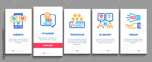Ambassador Creative Onboarding Mobile App Page Screen Vector. Loudspeaker And Gift, Human Holding Heart And Speaking, Ambassador Concept Linear Pictograms. Color Contour Illustrations