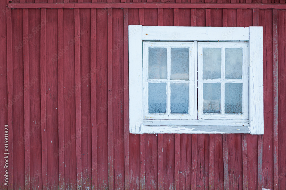 Old shed frozen window and wall at winter Old shed frozen window and wall at winter