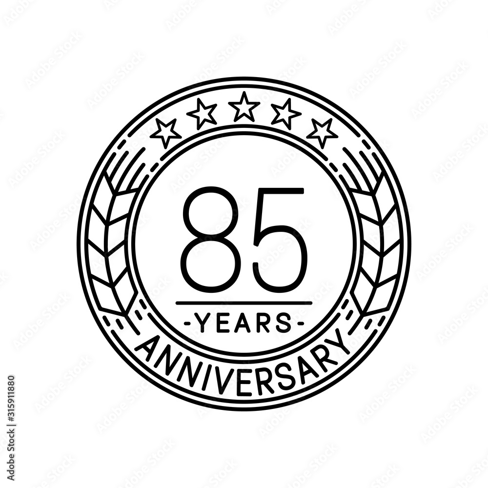85 years anniversary logo template. 85th line art vector and illustration.