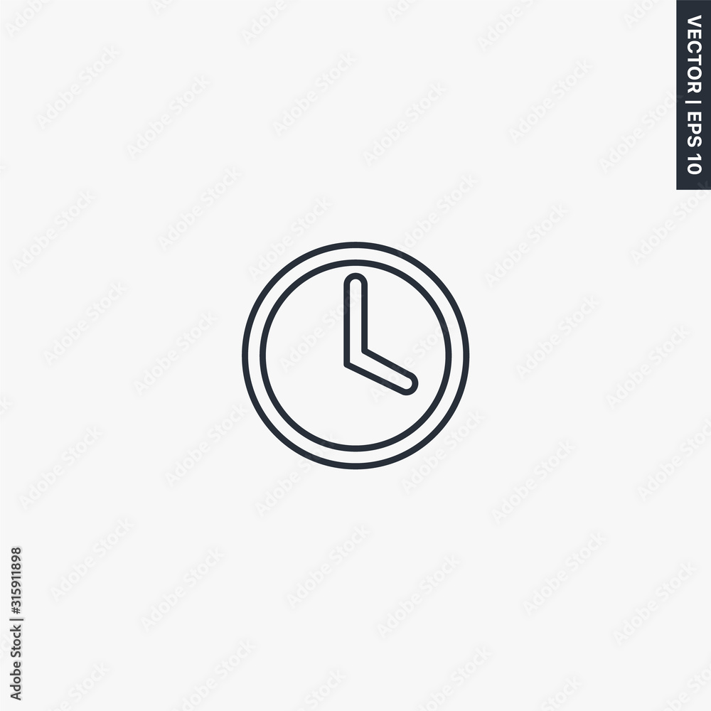 Time, clock icon, linear style sign for mobile concept and web design Time, clock icon, linear style sign for mobile concept and web design