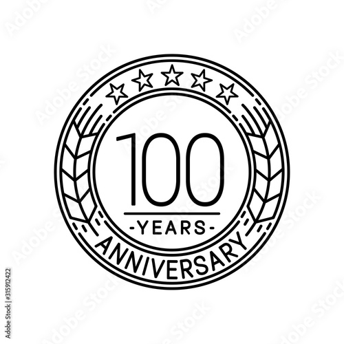 100 years anniversary logo template. 100th line art vector and illustration.