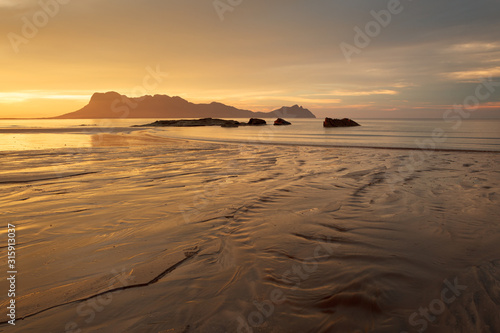 Golden light at beach in Borneo Bako national park Malaysia