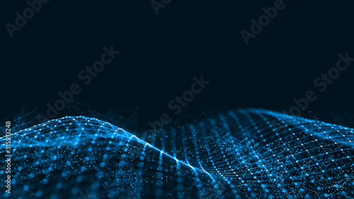 Abstract 3d rendering futuristic dots and lines. computer geometric digital connection structure. Visual information complexity. Intricate data threads plot. Intelligence artificial