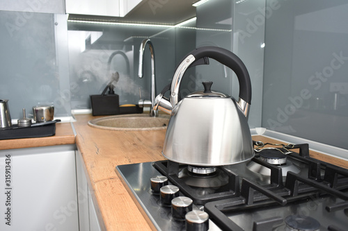 Kettle on a gas stove