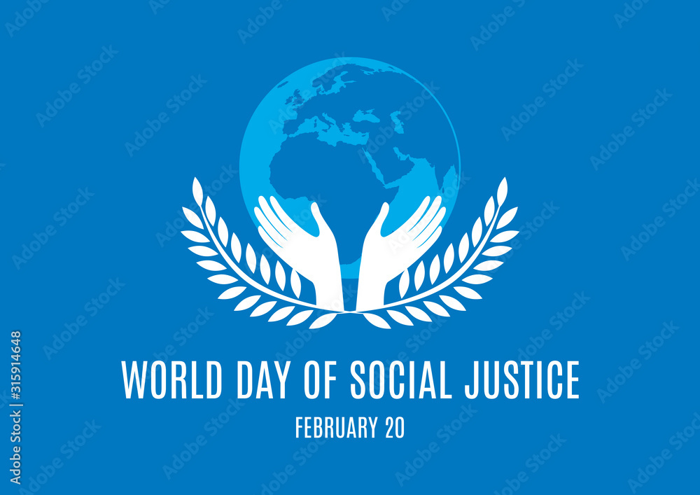 World Day of Social Justice vector. Hands with Earth vector. Silhouette ...