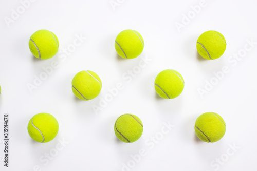 Tennis balls isolated background. Top view © mertkantekin