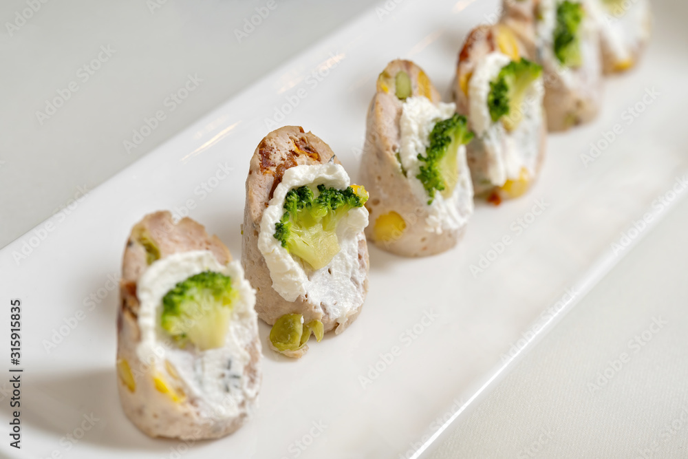 Pate rolls with cream cheese and broccoli. Pate rolls with cream cheese and broccoli.
