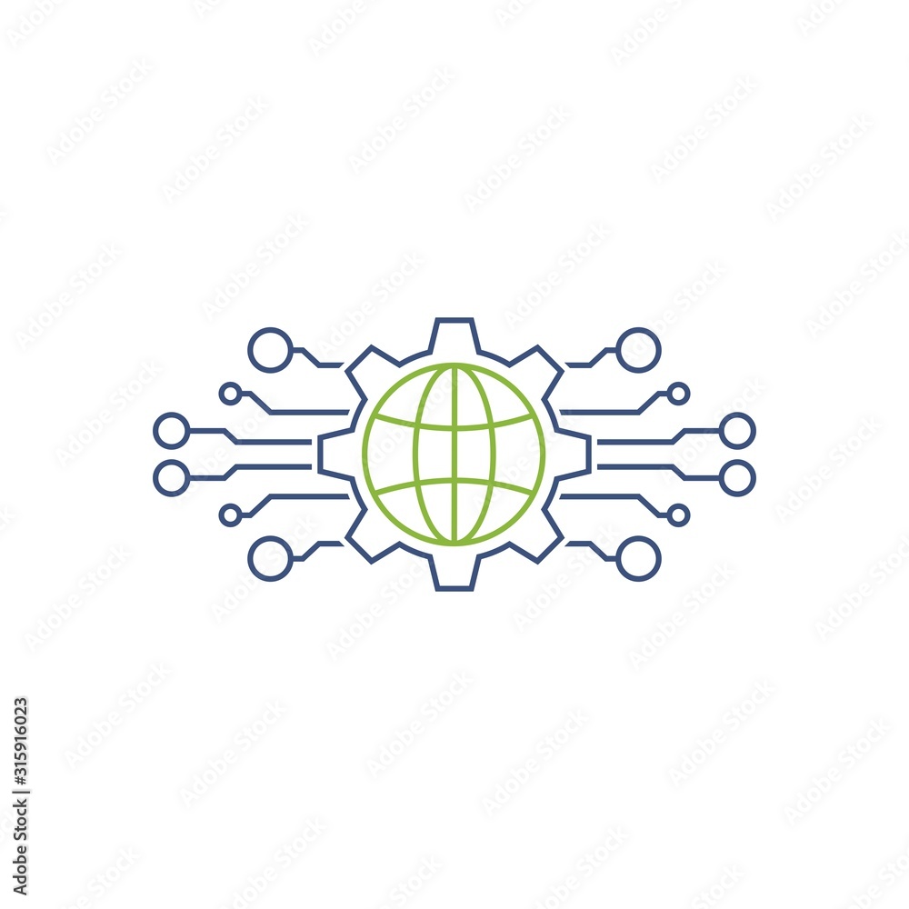 Global cyber system. Vector linear icon isolated on white background. Global cyber system. Vector linear icon isolated on white background.