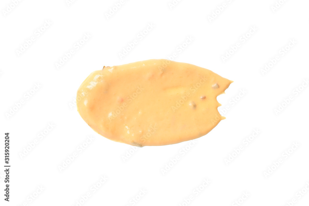 Burger sauce spot isolated on white background, top view Burger sauce spot isolated on white background, top view