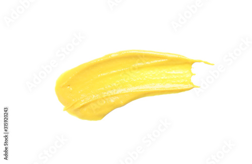 Fototapet Cheese sauce spot isolated on white background, top view