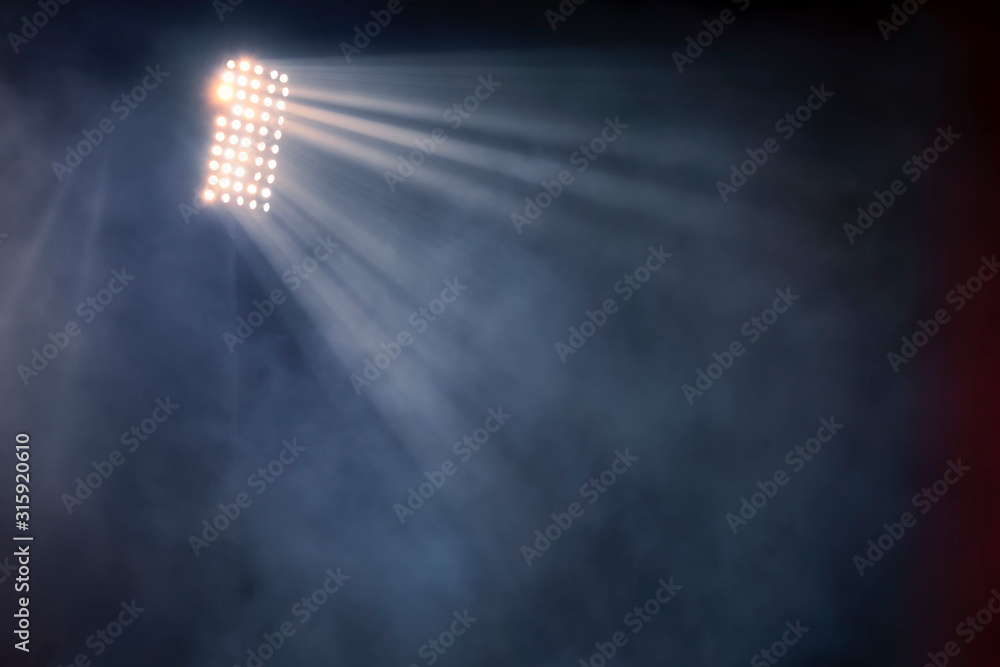 stadium lights and smoke against dark night sky background - obrazy, fototapety, plakaty 