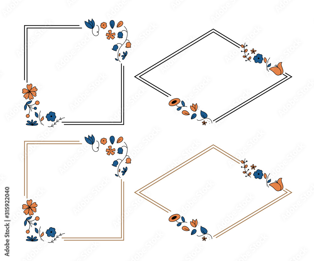 お花のフレーム おしゃれ シンプル 素材 Stock イラスト Adobe Stock
