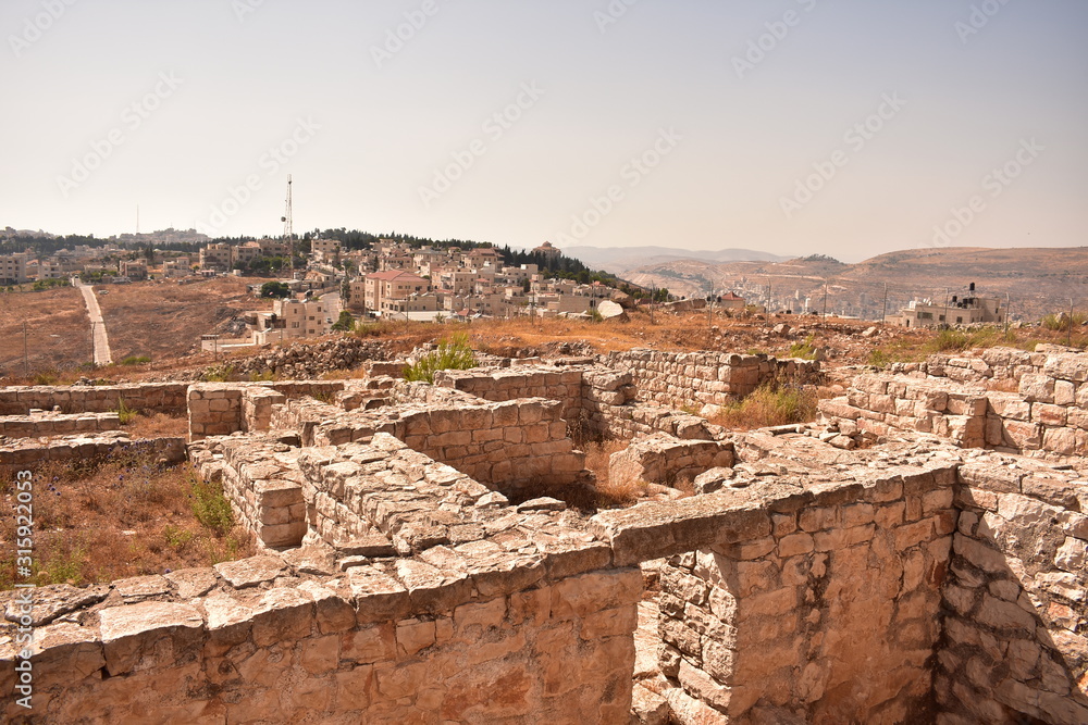 Ancient wall ruins at Mt. Gerizim National Park