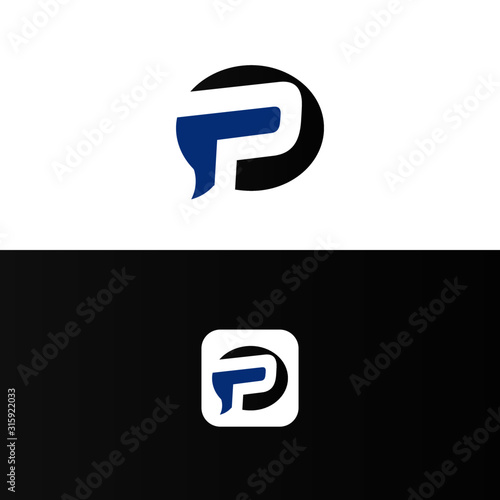 Fototapeta Naklejka Na Ścianę i Meble -  Letter P logo icon design chat icon