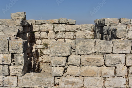 Ancient wall ruins closeup at Mt. Gerizim National Park