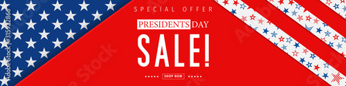 Presidents Day Sale banner - Presidents Day special offer. Banner for presidents day sale design. Special offer for Presidents Day celebration.