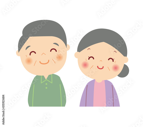 仲良しシニア夫婦　笑顔　バストアップ