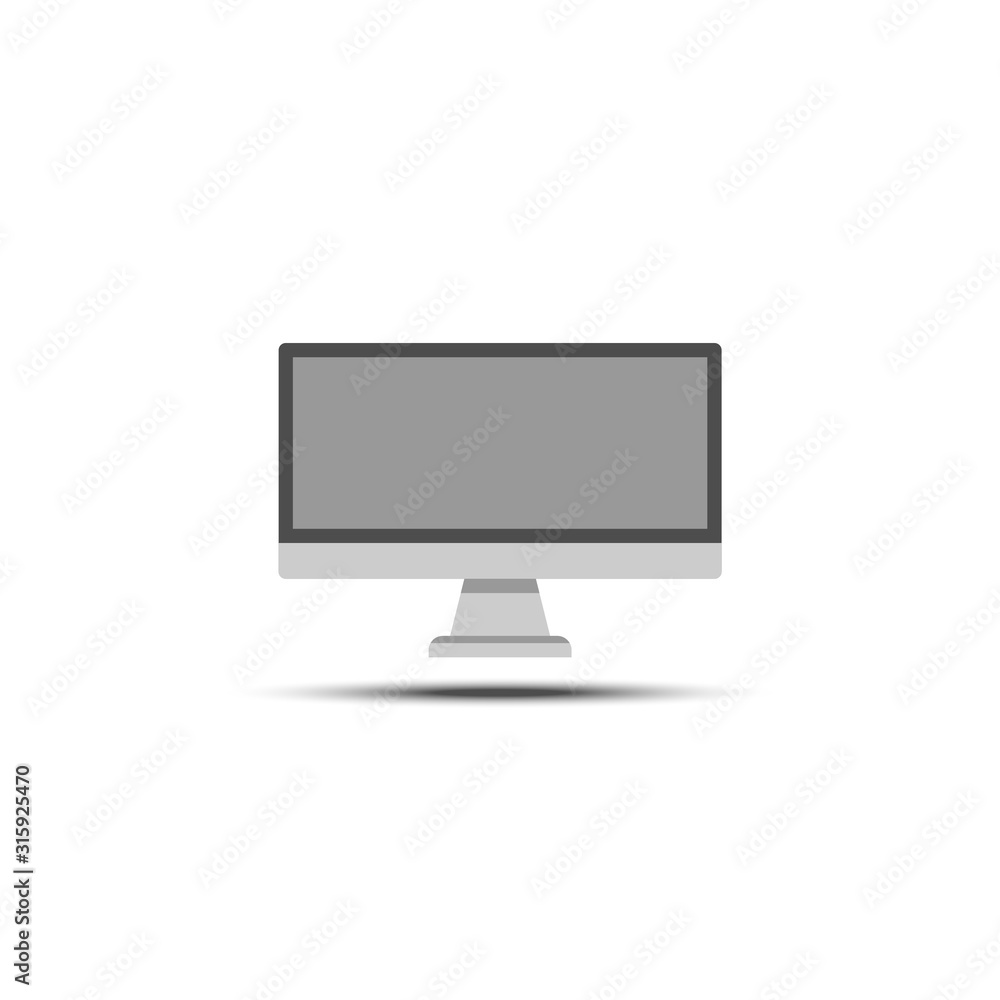 Computer monitor flat icon on white background Computer monitor flat icon on white background