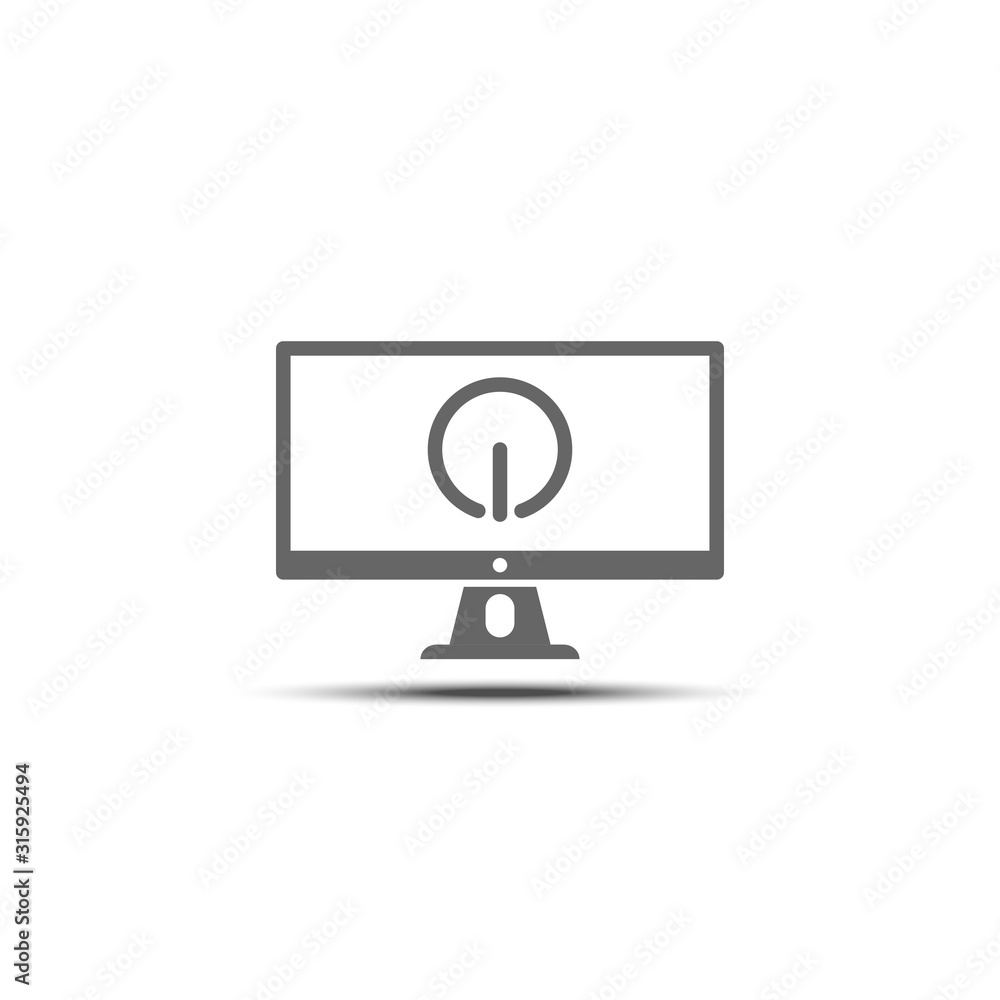 Computer monitor solid icon on white background Computer monitor solid icon on white background