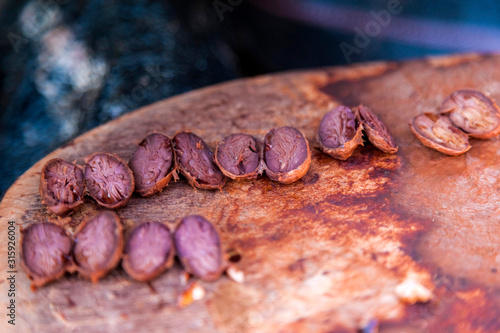 Ripe cocoa beans, fermentation, processing, chocolate production