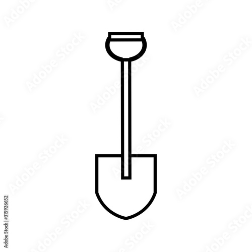Shovel line icon, build repair elements. Construction tool, a linear pattern on a white background © My