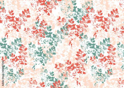 Leaves stamp background. Bright floral pattern.