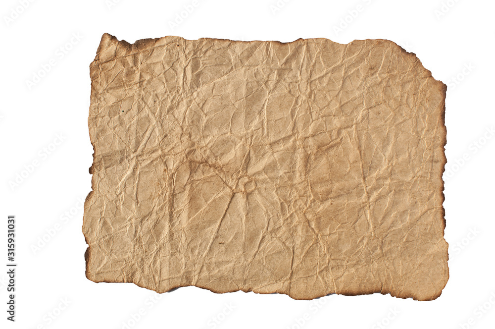 Fototapeta premium Old weathered paper sheet on white background